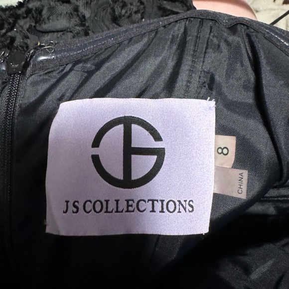 Classy Black Sweetheart Cocktail Dress With Appliqué Skirt - Picture 5 of 7